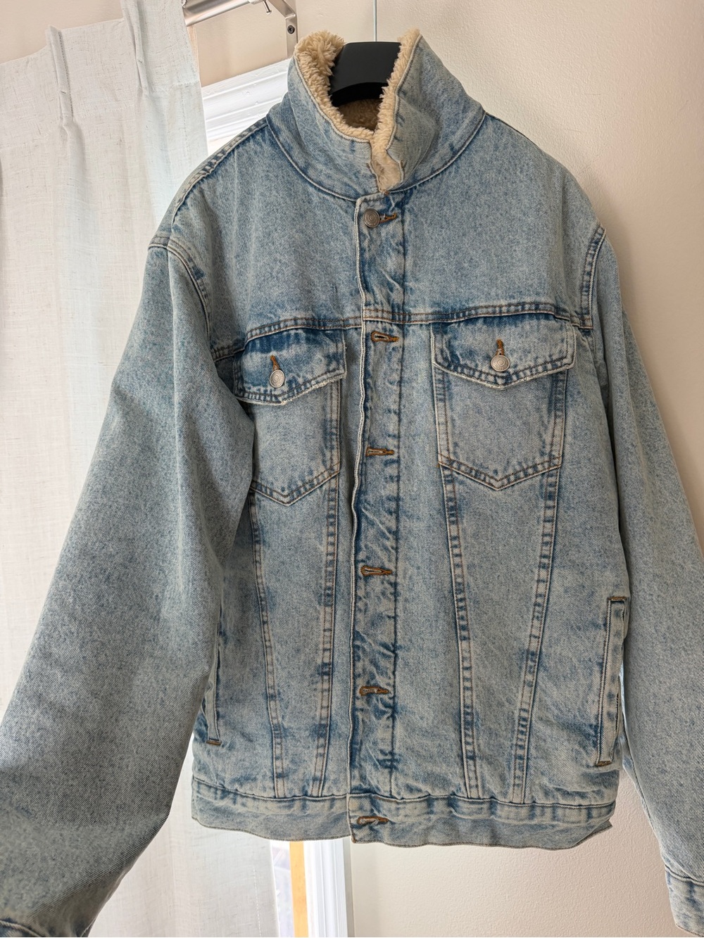 Zara Light Blue Sherpa-Lined Denim Jacket